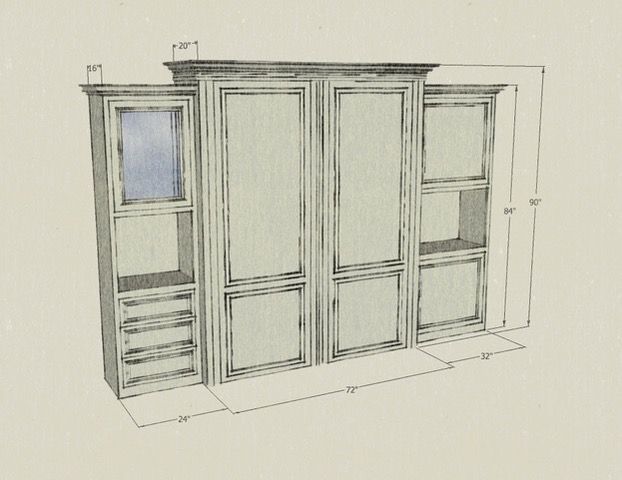 Beaumont Wall bed  3pc Unit #4 (Hand Drawn)